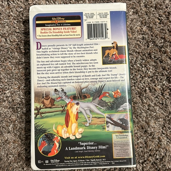 Walt Disney The Fox and the Hound VHS 18580 tape Gold Collection - Picture 3 of 5